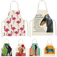 Animal Style Enfant Sleeveless Cotton Linen Aprons Maid Apron Flamingo Dog Pattern Household Cleaning Pinafore Custom Apron Bib