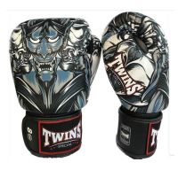 Twins Boxing Gloves Fancy  FBGVL3-58  (8,10,12,14,16 oz.) Black-gray Genuine leather Muay Thai Sparring MMA K1 นวมซ้อมชกทวินส์ สเปเชี่ยล  ทำจากหนังแท้