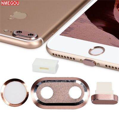 4 In 1 Phone Protective Set for IPhone X 7 8 Plus IPhone7 IPhone8 IPhonex Touch Id Home Button Sticker amp; Dust Plug Len Protector