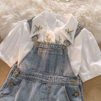 CUI YI SHOP denim overalls suit 2022 new spring Internet celebrity baby girl trousers little two-piece set