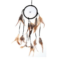 {คลังสินค้าพร้อม} ขนนกแฮนด์เมดสีดำ Dream Catcher ที่แขวนผนังตกแต่งรถบ้าน Craft