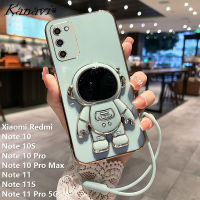 Kanavi เคสโทรศัพท์แฟชั่นสำหรับ Xiaomi Redmi Note 10S Note 10S Note 10 Pro Note 10 Pro Max Note 11S Note 11S Note 11 Pro 5G ตัวชุบโลหะหรูหราขาตั้งนักบินอวกาศได้รับความนิยมเคสโทรศัพท์พร้อมสายคล้อง