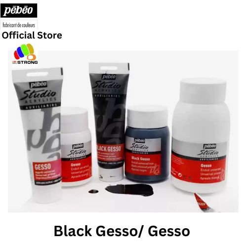 Pebeo Studio Acrylics Black or White Gesso Painting Primer 500ml 