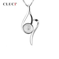 CLUCI จี้สร้อยคอเงินรูปใบไม้925เครื่องประดับผู้หญิง925เงินสเตอร์ลิงติดจี้ไข่มุก SP007SB จี้ประดับชั้นดี