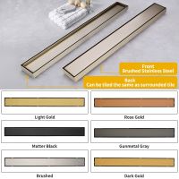 High Quality Stainless Steel Bathroom Drain Linear Shower Floor Drain Invisible Tile Insert Anti-Odor Floor Drain multiple color Traps Drains