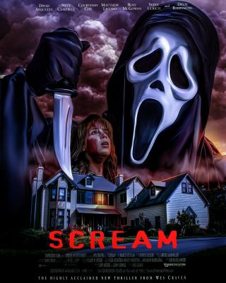 Hot 1996 Scream Movie Art โปสเตอร์ผ้าไหมพิมพ์24x36inch