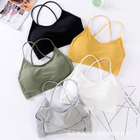 ใหม่ไม่มีรอยต่อ Crossback Back Back Bra Bra Bra Bra ป้องกันการสะท้อนแสงผู้หญิง Steeless Bra กีฬา 4C5V