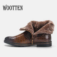 WOOTTEN nd Mens Boots Size 40-45 Leather Men Winter Snow Boots Handmade Warm Boots for Men #KD5207C3