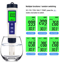 5 In 1 Salinity PH Temp EC มิเตอร์ TDS,เครื่องวัดค่าเครื่องทดสอบเกลือในสระว่ายน้ำ,ตัวทดสอบคุณภาพน้ำ,เครื่องทดสอบค่า PH เครื่องวัดสารละลายดิจิตอลสำหรับน้ำทะเลสำหรับสระว่ายน้ำอ่างน้ำร้อนสปา,ตู้ปลา