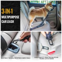 【hot】✳  Car Safety Seatbelt Leash Can Attached to Harness Heavy Duty Metal Buckled Bungee for Medium