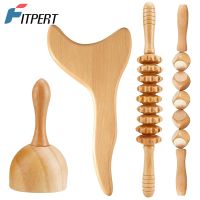 ◙◎❆ 1 Set Professional Wood Therapy Massage ToolsLymphatic Drainage MassagerHome Wood Cup Massage Roller Stick Contouring Board