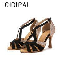 CIDIPAI Satin Latin Dance Shoes For Women Soft Bottom Ballroom Dancing Shoes Womens Sandals Salsa Dance Shoes Heel 9Cm