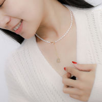 Genuine Natural Freshwater White Pearl Necklace Jewelry 3-4MM Drop Shape with Flower Pendant for Women New Design