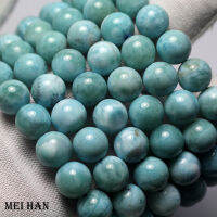 Meihan ธรรมชาติ A หายากโดมินิกา Larimar เรียบกลมหลวมลูกปัดสำหรับเครื่องประดับทำแบบ DIY ของขวัญ