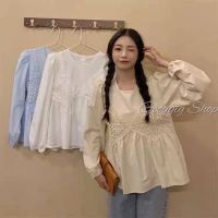 ❤️‍?Yaku8399 ❤️‍?  พร้อมส่ง!!    เสื้อแขนตุ๊กตาแขนยาว ผ้าไหมเกาหลี เสื้อแขนยาวน่ารักสไตล์สาวเกาหลี(บอลลูนโบว์)