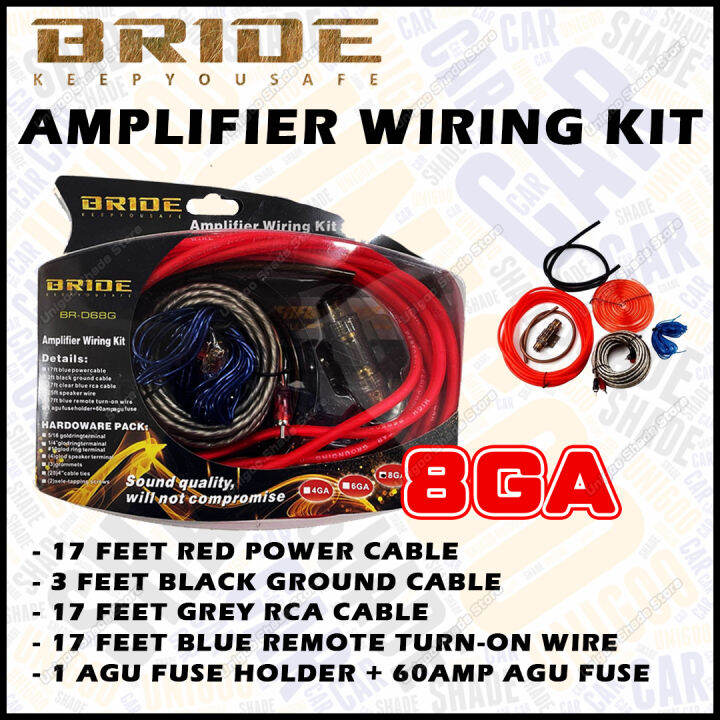 🔌 Bride 8GA Amplifier Wiring Kit Car Audio Subwoofer Power Kit