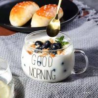 ? Glass Cup Whiskey Glass Clear Unique with Handle Kitchen Breakfast for Juice Milk Glass Cup for Hot Beverages Good Morning Cup Dinking Glasses C0ff