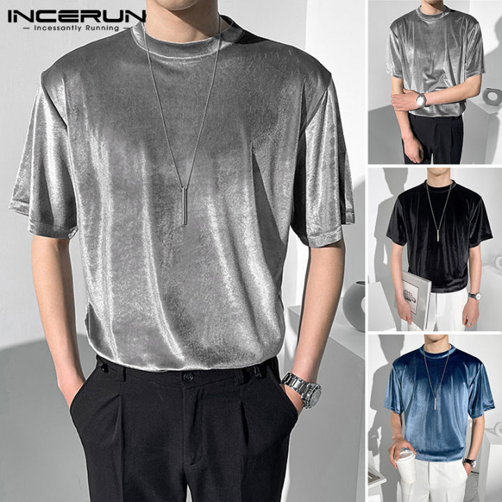 สไตล์เกาหลี-incerun-mens-แฟชั่น-o-คอเสื้อ-fit-เสื้อลำลองปาร์ตี้-hippy-เสื้อแฟชั่นสตรี