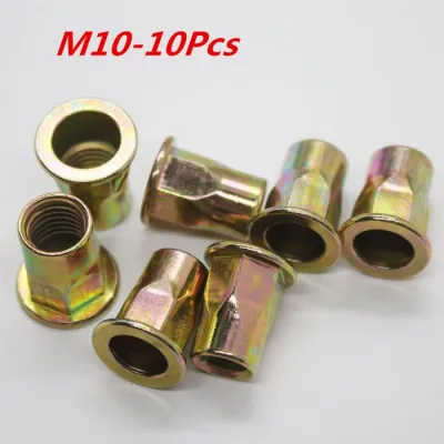 10pcs/lot M10 Rivet Nut carbon steel Flat head hex rivet nut Insert nut Blind rivet Rivnut free shipping