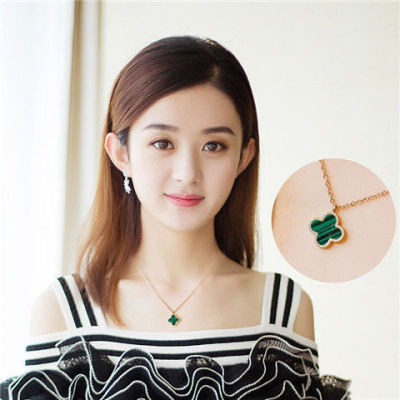 Korean Lucky Clover Necklace Temperament Versatile Womens Clover Flower Collar Chain Neckchain Korean Pendant Student Gift G0LI