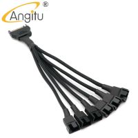 Angitu 12V Sata เป็นพัดลม3pin 4pin แหล่งสายอะแดปเตอร์6way