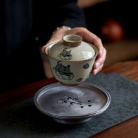 Sanancai ชุดกังฟูถ้วยชาจีนฝาปิดถ้วย,ชุดเซรามิคเสือน้อยกาน้ำชาสำหรับใช้ในพิธีชงชา
