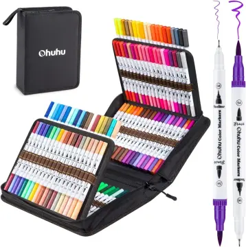 Markers for Adult Coloring Books: 60 Colors Coloring Markers Dual Tips Fine  & Brush Pens Water-Based Art Markers for Kids Adults Drawing Sketching