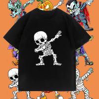 เสื้อยืด พิมพ์ลาย Halloween สีส้ม เหมาะกับปาร์ตี้ฮาโลวีน สําหรับเด็กผู้ชาย และเด็กผู้หญิง เสื้อยืดผ้าฝ้ายแท้ S-5XL