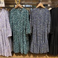 New product 2022 spring V-neck waist floral chiffon dress with three-quarter sleeves French style 448065