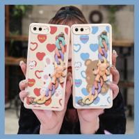 Little Bear Color Chain phone case Phone Case For iPhone 7Plus/8Plus Skin feel silicone Raised lens Nordic style cute