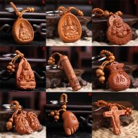 【cw】 New Arrival Jewelry Wood Carving Buckle Buddha Pendant Keychain Car Keyring