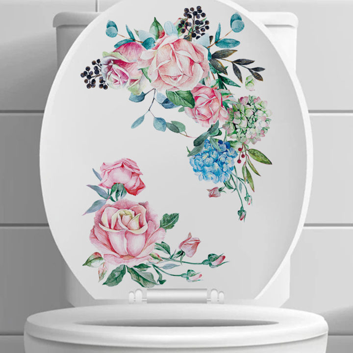 รูปลอก-pvc-ติดศิลปะบนผนังในห้องน้ำลอกออกได้ลายดอกไม้สีน้ำสติ๊กเกอร์ห้องน้ำติดในตัววัสดุตกแต่งบ้าน