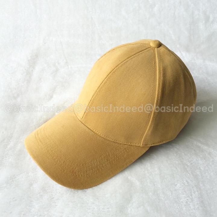 Basic Indeed- หมวกแก๊ปสีพื้นทรงสวย-เหลืองมัสตาร์ด