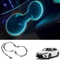 Car LED Central Cup Holder Lights Interior Decorative Lamp Atmosphere Ambient Light Ice Blue for Toyota Camry 2018-2022