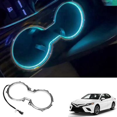 Car LED Central Cup Holder Lights Interior Decorative Lamp Atmosphere Ambient Light Ice Blue for 2018-2022