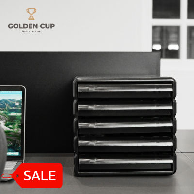 SALE !! GOLDEN CUP ตู้เอกสาร ชั้นเอกสาร 5 ชั้น รุ่น AG405 - All Black ขนาด 25.5x35x24.5 cm.