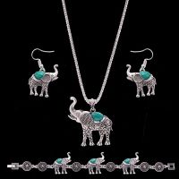 DD Store Womens Fashion Retro Style Cute Elephant Pendant Necklace Drop Earrings Bracelet Jewelry Sets