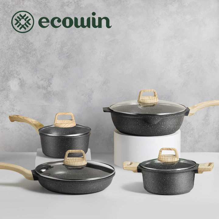 Ecowin Non stick Frying Pan Kitchen Cookware 3/4pcs Pot Sets with