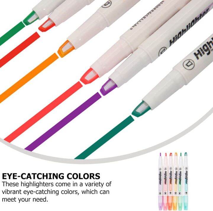 6pcs-6-color-6pcs-colorful-highlighters-double-ended-6-color-fluorescent-marker-pen-clear-view-broad-and-fine-tip-pens-for-coloring-underlining-highlighting