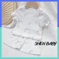Bộ quần áo hè cộc tay họa tiết đáng yêu cho bé Shen baby QA19. 