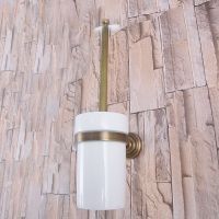 Antique Soild Brass Toilet Brush Holder Bathroom Accessories Wall Mounted Toilet Brush With Ceramic Cup Holder Lba733