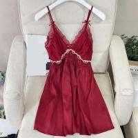 ผู้หญิง Chemise Nightgown เซ็กซี่ลูกไม้ Hollow Out Nightdress ชุดนอนฤดูร้อน Silky ซาติน Robe ชุดนอนชุดชั้นใน Homewear