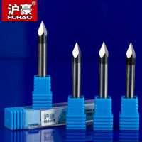 HUHAO 6mm Shank PCD หินแกรนิตหินอ่อน Endmills 4 Edge Milling Cutters 45 60 90 องศา CNC Tools Router Bits Engraving Knife