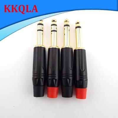 QKKQLA 2 Pole Mono / 3 Pole Stereo Jack 6.35mm Connector Gold-Plated 6.5MM 1/4 Inch Plug Audio Microphone Cable Connector