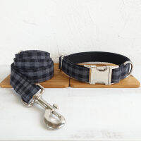 Medaille Dog with Engraving Custom Pet Collar Leash Set Black Plaid Print Necklace Anti Bite Puppy Running Lead Correa Perro