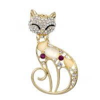 Honnyzia Shop Women Fashion Vintage Creative Cat Shape Diamond Alloy Brooch Pin Clothes Decoration Accessories