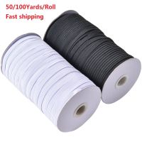 2021White Black 50100 Yards Elastic Band Sewing 36mm Elastic Cord Rope Sewing Crafts DIY for Sewing Craft Mask Making