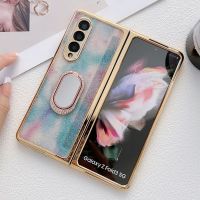 เคสโทรศัพท์มีเพชรส่องแสงวิบวับ CSCR สำหรับ Samsung Galaxy Z Z Fold 4 Fold 3 With กระจกเคสยึดกล้องสำหรับ Z Fold4ฝาครอบ Fold3