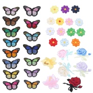 36 PCS Butterfly Flowers Iron on Patches Colorful Sew on Appliques