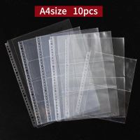 ♤✸✘ 10pcs A4 Transparent Plastic Punched Pocket Folder Filing Loose Leaf 30 Holes Document Sheet Protectors Binder Bag Clear Sleeves